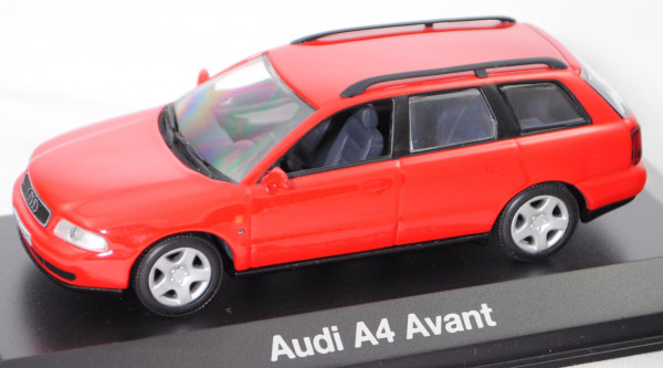 Audi A4 Avant 1.8 (B5, Typ 8D5, Vorfacelift, Modell 1996-1998), laserrot, Minichamps, 1:43, Werbebox