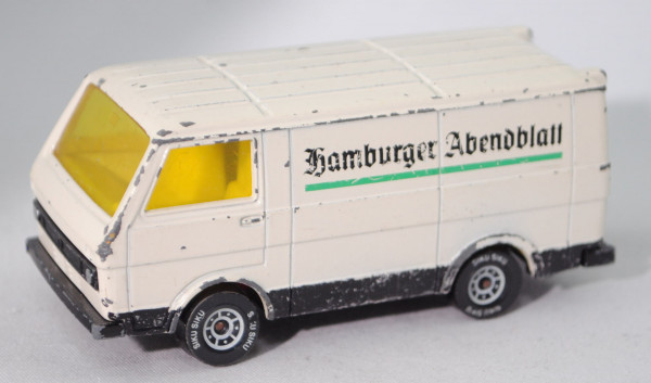 VW LT 28 Kastenwagen (1. Gen., Mod. 1975-1982), weiß, Hamburger Abendblatt, Farbabplatzer, Tür weg