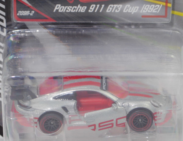 Porsche 911 GT3 Cup (Typ 992, Mod. 2019-), silbergraumetallic, Nr. 209R-2, majorette, 1:62, Blister