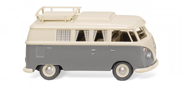 VW Transporter Campingbus (Typ 2 T1, Modell 1963-1967), perlweiß/staubgrau, Wiking, 1:87, mb