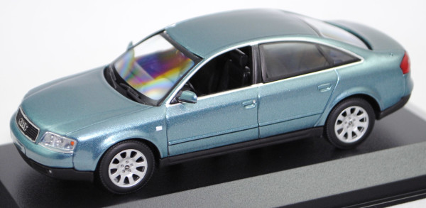 Audi A6 2.8 (C5, Typ 4B, VFL = Vorfacelift, Modell 97-01), jaspisgrün met., Maxichamps, 1:43, PC-Box