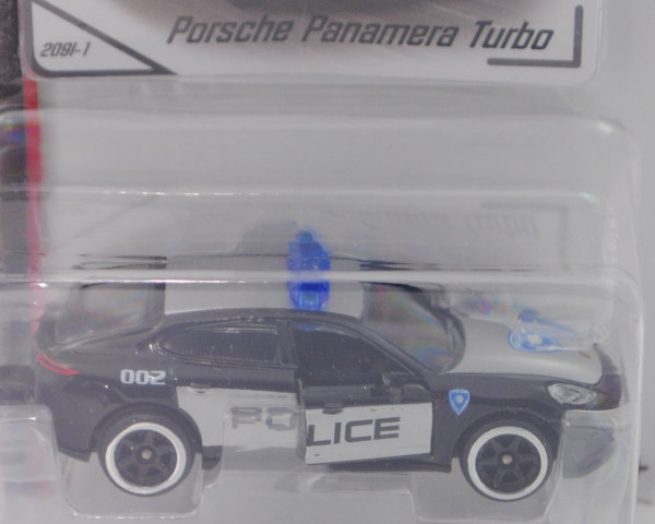 Porsche Panamera Turbo (2. Gen., Mod. 2016-2020) Polizei, schwarz, POLICE, majorette, 1:64, Blister