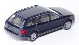 Audi A6 Avant (C5, Typ 4B), Modell 1995-2005, stahlblau, Rietze, 1:87, Werbeschachtel