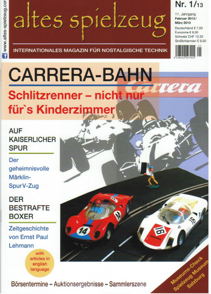 altes spielzeug, Heft 1, Februar 2013 / März 2013, Inhalt: u.a. CARRERA-BAHN, Auf Kaiserlicher Spur