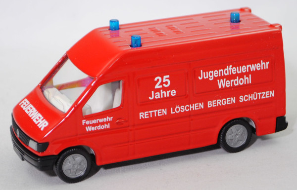 Mercedes-Benz Sprinter I (Modell 1995-2000), rot, 25 / Jahre / Jugendfeuerwehr / Werdohl, SIKU, L15