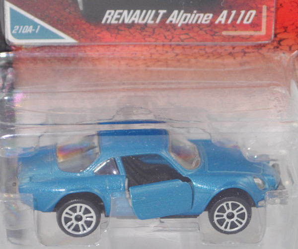 Renault Alpine A110 Berlinette (Modell 1962-1977), hell-azurblaumetallic, majorette, 1:61, Blister