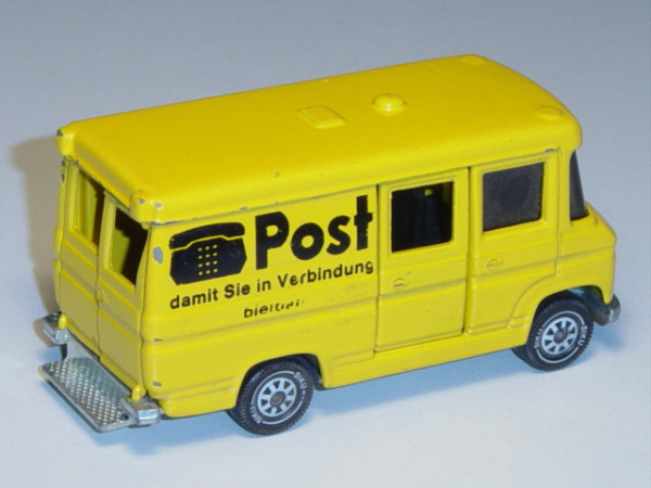 00006 Mercedes L 406 D (Typ T 2 alt, Baumuster: 309) Postwagen, Modell 1968-1974, gelb, Post / damit