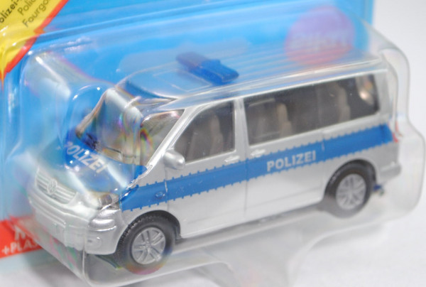 00001 VW T5 Multivan (Modell 2003-2009) Polizei-Mannschaftswagen, weißaluminiummetallic/grünblau, in