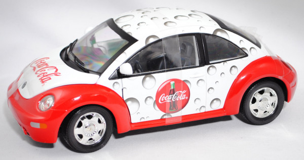 VW New Beetle 1.9 TDI / 2.0 (Typ 9C, Modell 1998-2004), weiß/rot, Coca-Cola®, Matchbox, 1:18, mb