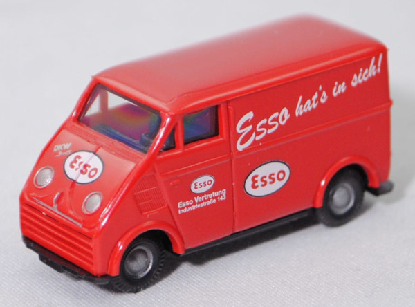 DKW-Schnellaster 3=6 Kastenwagen (Modell 1955-1962), rot, Esso hat's in sich!, Busch, 1:87, PC-Box