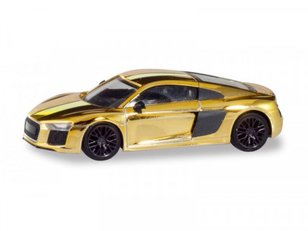 Audi R8 V10 plus (Baureihe 4S, 2. Gen., Typ Coupé, Modell 2015-2019), gold glänzend, Herpa, 1:87, mb