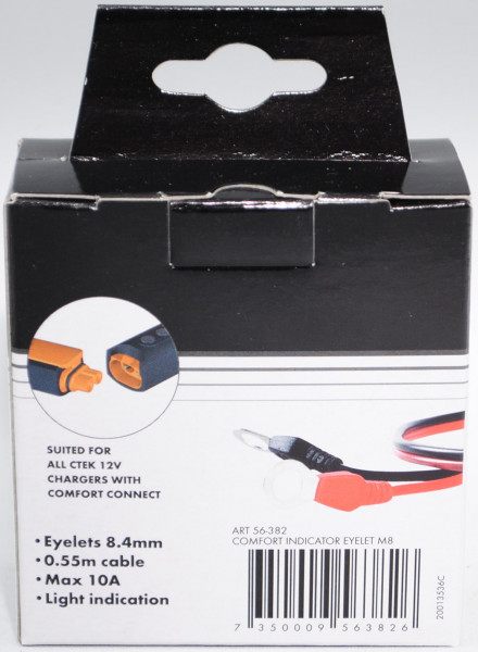 CTEK® Ladeampel (Comfort Indicator) mit Ringkabelschuhen M8 (8,4 mm), Kabellänge 55 cm, 15A Sicherun