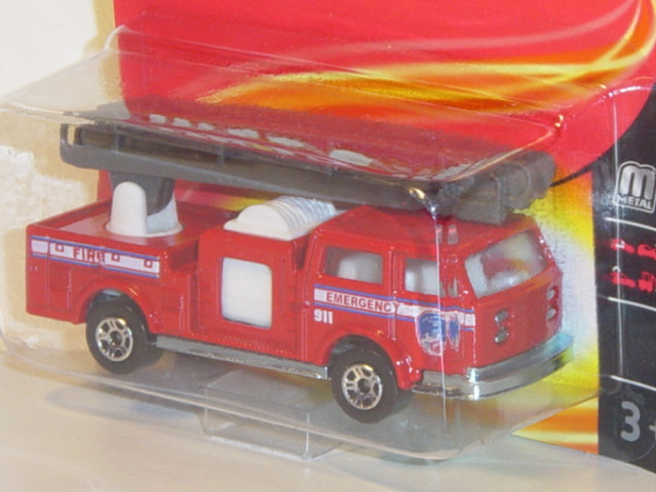 Pompier Feuerwehr (Nr. 207), karminrot, FIRE EMERGENCY / 911, Drehleiter beweglich, majorette, 1:100