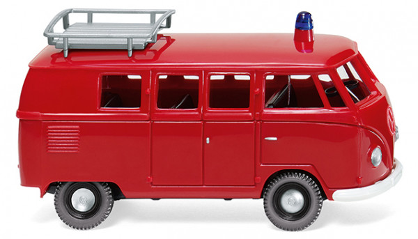 Feuerwehr - VW Transporter T1 Bus (Modell 1950-1954) mit Dachgepäckträger, rot, Wiking, 1:87, mb