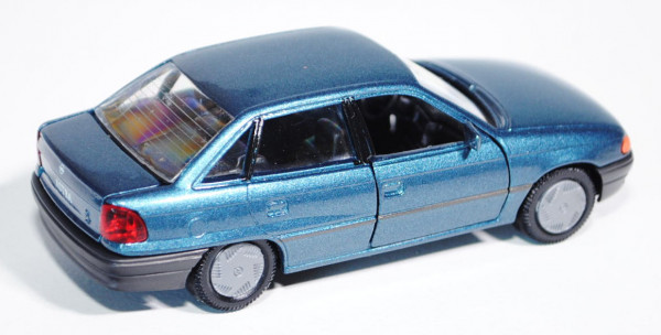 Opel Astra (Typ F, Viertürer, Stufenheck), Modell 1991-1994, lagunenblau metallic, Türen + Heckklapp