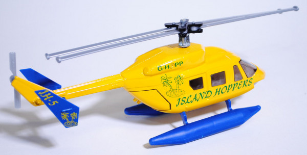 00600 Hubschrauber BK 117 mit Schwimmer, kadmiumgelb/saphirblau, ISLAND HOPPERS / G-HOPP / JH-5, Sch