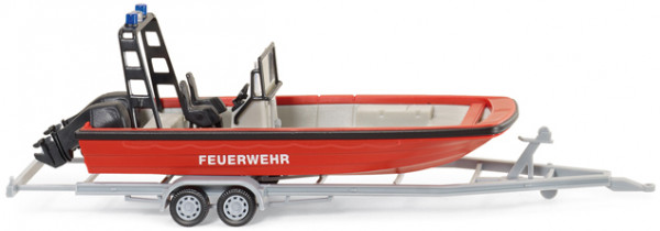 Feuerwehr-Mehrzweckboot MZB 72 (Lehmar), silber und rot/hellgrau, FEUERWEHR, Wiking, 1:87, mb
