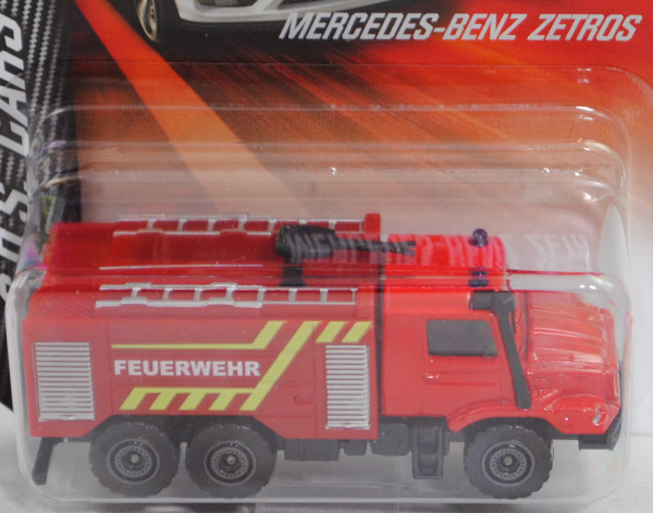 Mercedes-Benz Zetros 2733 A 6x6 (Mod. 2008-) FLF Feuerwehr, rot/schwarz, majorette, 1:122, Blister