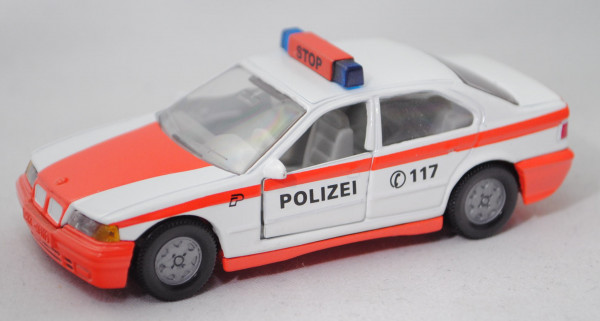 03900 CH BMW 320i (Baureihe E36, Mod. 92-96) Polizei-Streifenwagen, weiß/orange, P / POLIZEI C 117