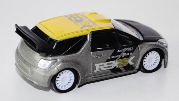 Citroen DS3 WRC, zinkgelb/mattschwarz/betongraumetallic, RSS / AUTOWORKS, 1:50, Norev STREET RACER,