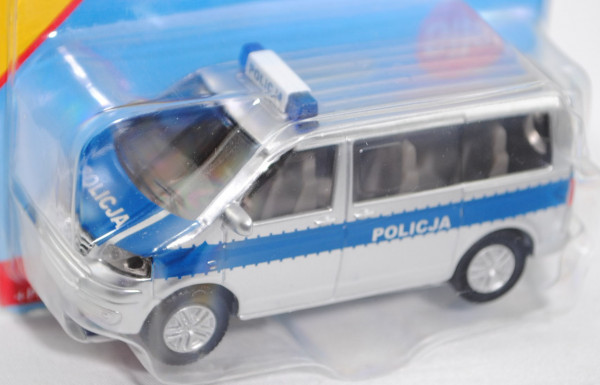 06001 PL VW T5 Multivan (Modell 2003-2009) Polizei-Mannschaftswagen, weißaluminiummetallic/verkehrsb