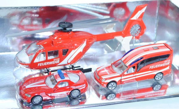 Feuerwehr Set bestehend aus Rettungshubschrauber Eurocopter (vgl. 2539) + Dodge Viper SRT-10 Coupé (