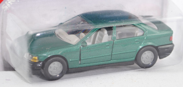 00000 BMW 320i (Baureihe E36, Modell 1992-1996), moosgrünmetallic, innen lichtgrau, Lenkrad lichtgra