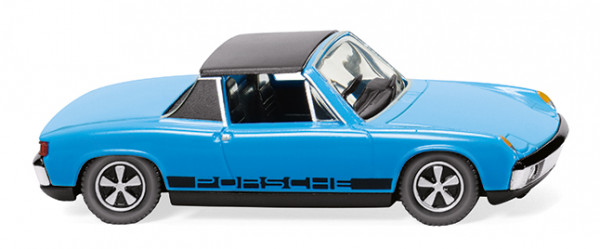 VW-Porsche 914/4 (Mod. 1969-1976, Bj. 1969), hellblau, Fuchs-Felgen schwarz/silber, Wiking, 1:87, mb