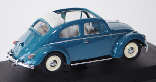 VW Käfer 1200 Standardlimousine mit geöffnetem Faltdach (Typ 11) (Rechteckkäfer), Modell 1958, azurb