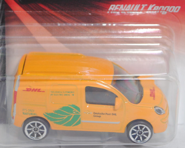 Renault Kangoo Z.E. (2. Gen., Typ W, Modell 2011-2013), maisgelb, DHL, majorette, 1:64, Blister