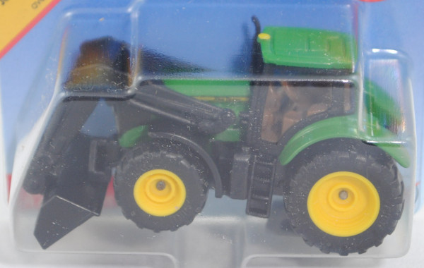 00000 John Deere 6215R (Modell 2014-) mit Frontlader, smaragdgrün/mattschwarz, SIKU, P29e