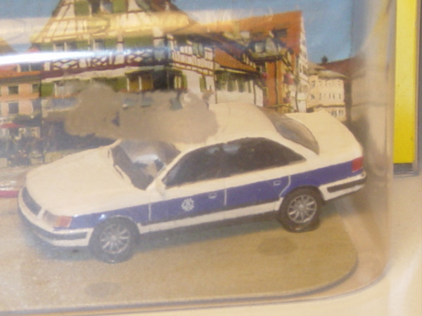 Audi 100, Mj. 1990, reinweiß/blau, THW, NOCH, Mini-Scene THW-Einsatz, 1:87, mb