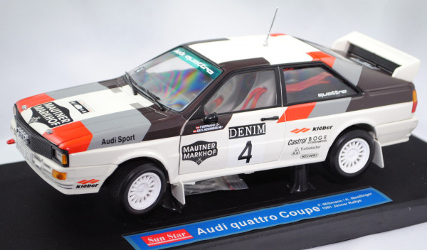 Audi quattro Gruppe 4, Jänner Rallye 1981, Fahrer: Wittmann / Nestinger, Nr. 4, Sun Star, 1:18, mb