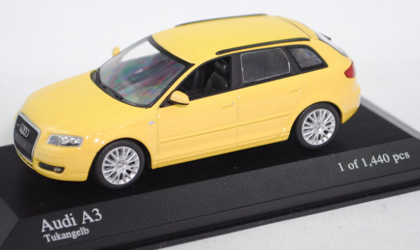 Audi A3 Sportback 3.2 quattro (Typ 8PA facelift 1, Mod. 2004-2008), tukangelb, Minichamps, 1:43, mb