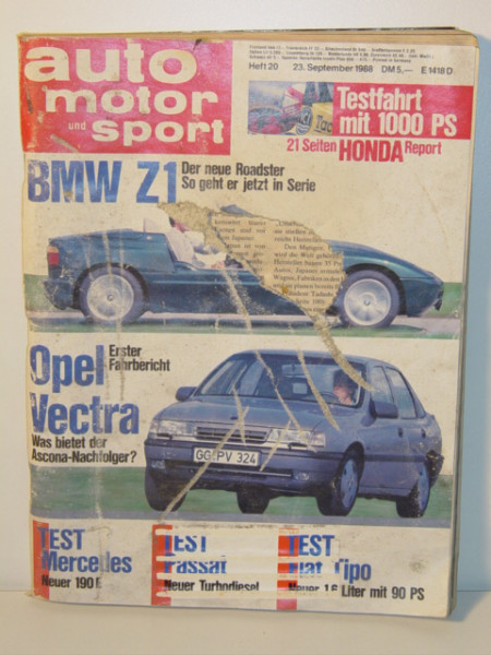auto motor und sport, Heft 20, 23. September 1988, Umschlagseite beschädigt