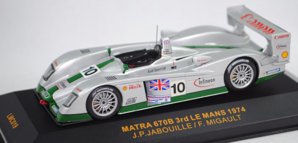 Audi R8, Audi Sport UK, Le Mans 2003, Fahrer: Salo/Biela/McCarty, Nr. 10, IXO, Box (nicht original)