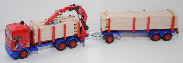 00004 DAF 95 LKW mit Garage, rot/blau, innen grau, Grill ohne Lüftungsschlitze, LKW16, L14n