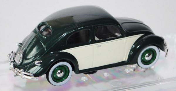 VW Käfer Export-Limousine (Typ 11) (Brezelkäfer), Modell 1949, moosgrün/perlweiß, VITESSE, 1:43, PC-