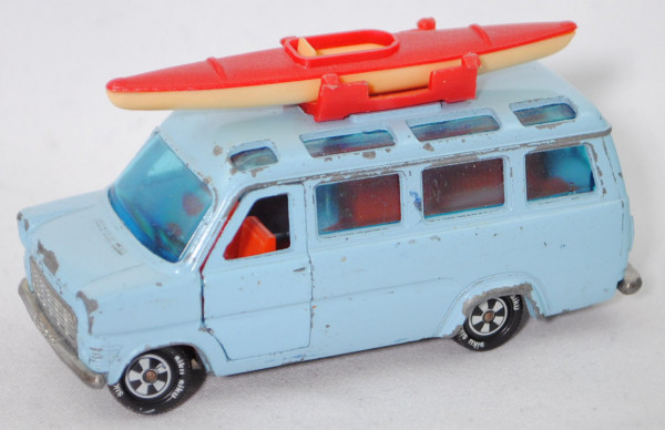 00006 Ford Transit Panorama-Bus (Mod. 71-75) Campingwagen, blau, Boot nicht original, SIKU, 1:60, m-