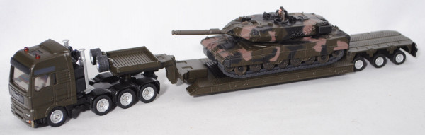 00000 MAN TGA mit Tieflader und Kampfpanzer Leopard 2A6 (Modell 2001-), olivgrün, 1:87, L17mpK