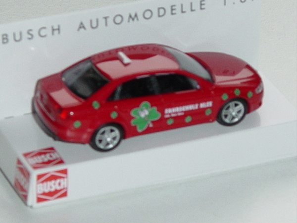 Audi A4, Mj. 2004, karminrot, FAHRSCHULE KLEE, Busch, 1:87, mb