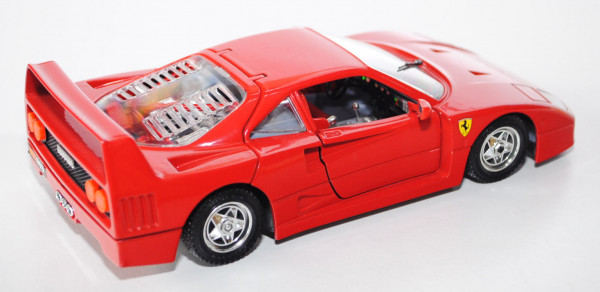 Ferrari F40, Modell 1987, verkehrsrot, Türen + Motorhaube zu öffnen, mit Lenkung, Bburago DIE CAST V