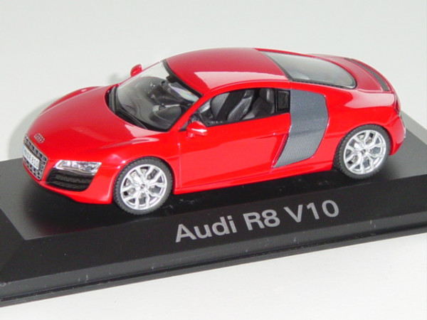 Audi R8 V10 5.2 FSI, brillantrot, Mj. 2008, Schuco, 1:43, Werbeschachtel