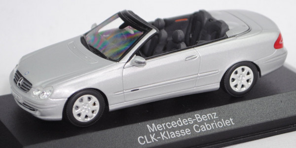 Mercedes-Benz CLK-Klasse Cabriolet (A 209, Mod. 03-05), brillantsilber met., Minichamps, Werbebox