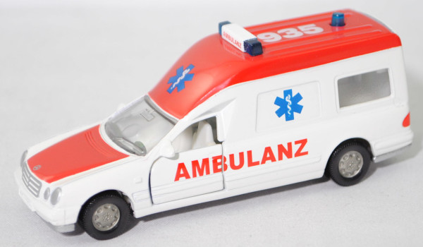 00005 KTW BINZ Ambulance A 2002 auf Fahrgestell Mercedes-Benz E 280, weiß, AMBULANZ, HL rot, L15n