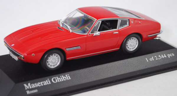 Maserati Ghibli 5000 SS Coupé (Tipo AM 115, Modell 1969-1973), rosso, Minichamps, 1:43, PC-Box