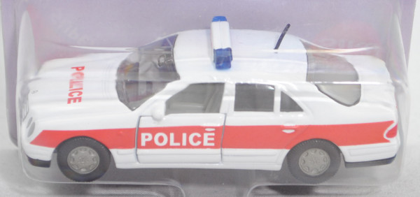 99901 EU Mercedes-Benz E 230 (W 210, Mod. 1995-1998) Peterwagen, weiß, POLICE, mit Stern hinten, P26