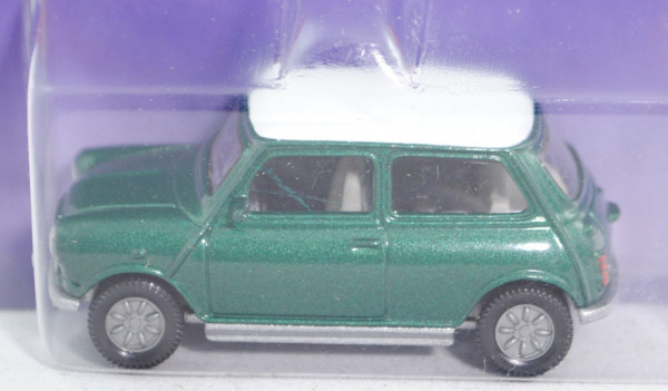 00000 MINI Cooper 1.3i (6. Gen., Typ MK VI, Modell 91-96), moosgrünmet., Dach weiß, SIKU, 1:52, P25