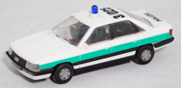 Audi 200 Turbo (Baureihe C3, Typ 44, Modell 1985-1987) Polizei Bayern, weiß/grün, Rietze, 1:87, mb