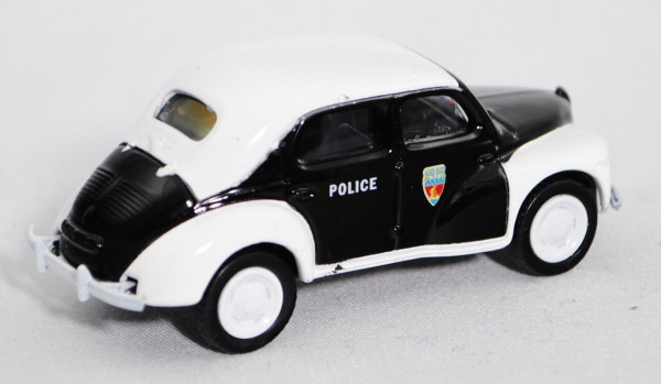 Renault 4CV (Modell 1946-1961, Baujahr 1946) Police, schwarz, Dach und Kotflügel reinweiß, POLICE, 1